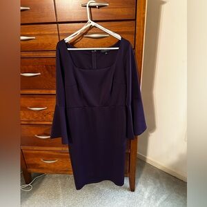 Eloquii Purple Scuba Fabric Flare Sleeve Dress. Size 14. NWT.